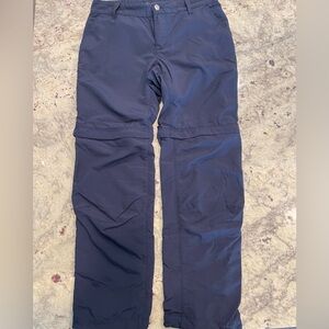 Columbia Convertible Hiking Pants Girls Size 4 Omni-Shade Zip-Off Shorts Navy